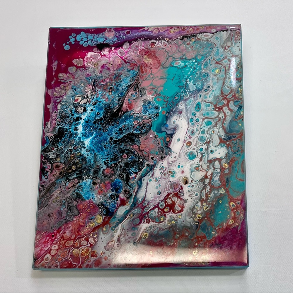 Acrylic and enamel pour painting by independent artist Jonathan Bugg